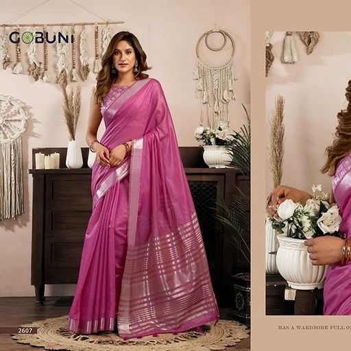 Gobuni Srividya Khadi Cotton Saree With Brocade Blouse Jhallar — Singles, Vardan Ethnic wholesale from Surat — view 4