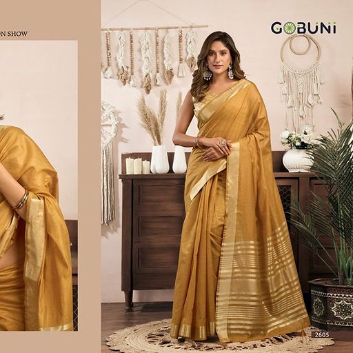 Gobuni Srividya Khadi Cotton Saree With Brocade Blouse Jhallar — Singles, Vardan Ethnic wholesale from Surat — view 6