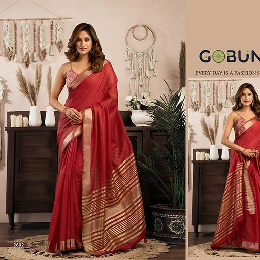 Gobuni Srividya Khadi Cotton Saree With Brocade Blouse Jhallar — Singles, Vardan Ethnic wholesale from Surat — view 10