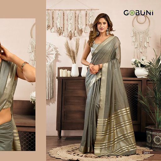 Gobuni Srividya Khadi Cotton Saree With Brocade Blouse Jhallar — Singles, Vardan Ethnic wholesale from Surat — view 11