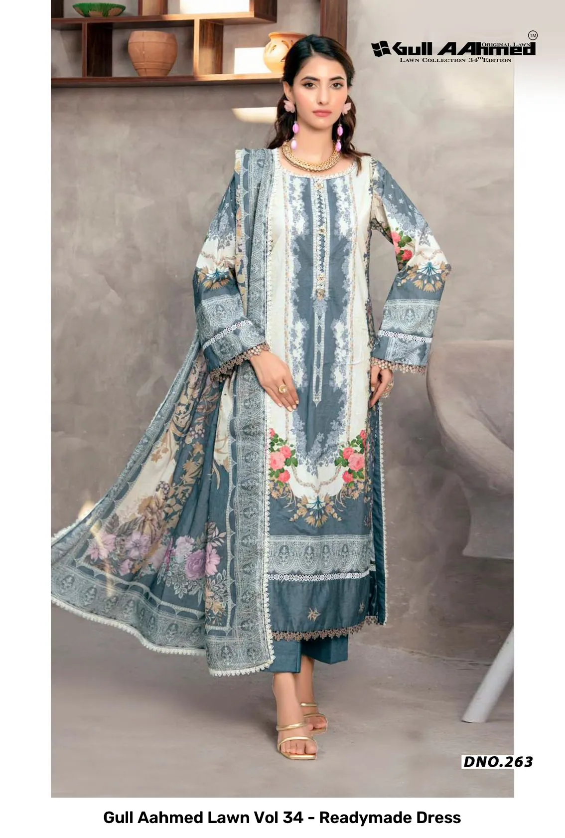 Gull Aahmed Lawn Vol 34 - Readymade Dress — Wholesale Readymade Pakistani Suits, Gull wholesale from Surat — Photo 2