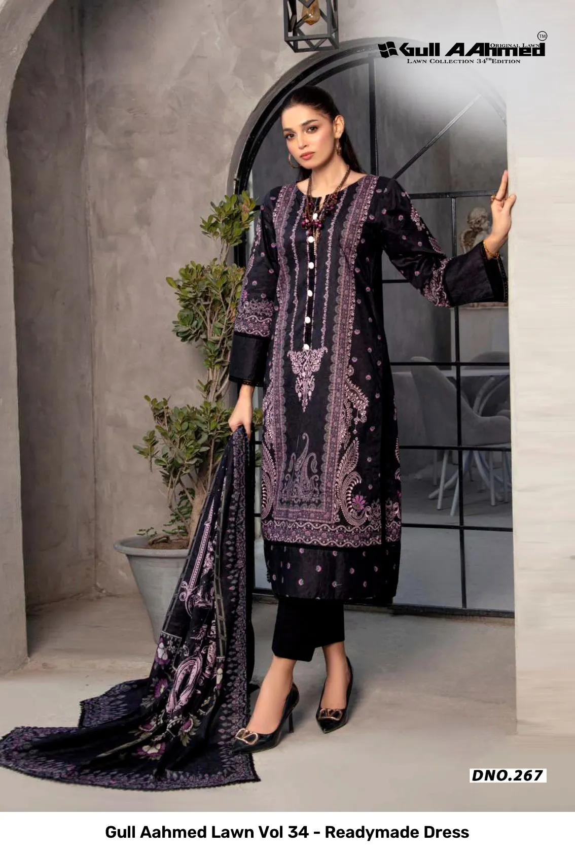 Gull Aahmed Lawn Vol 34 - Readymade Dress — Wholesale Readymade Pakistani Suits, Gull wholesale from Surat — Photo 6