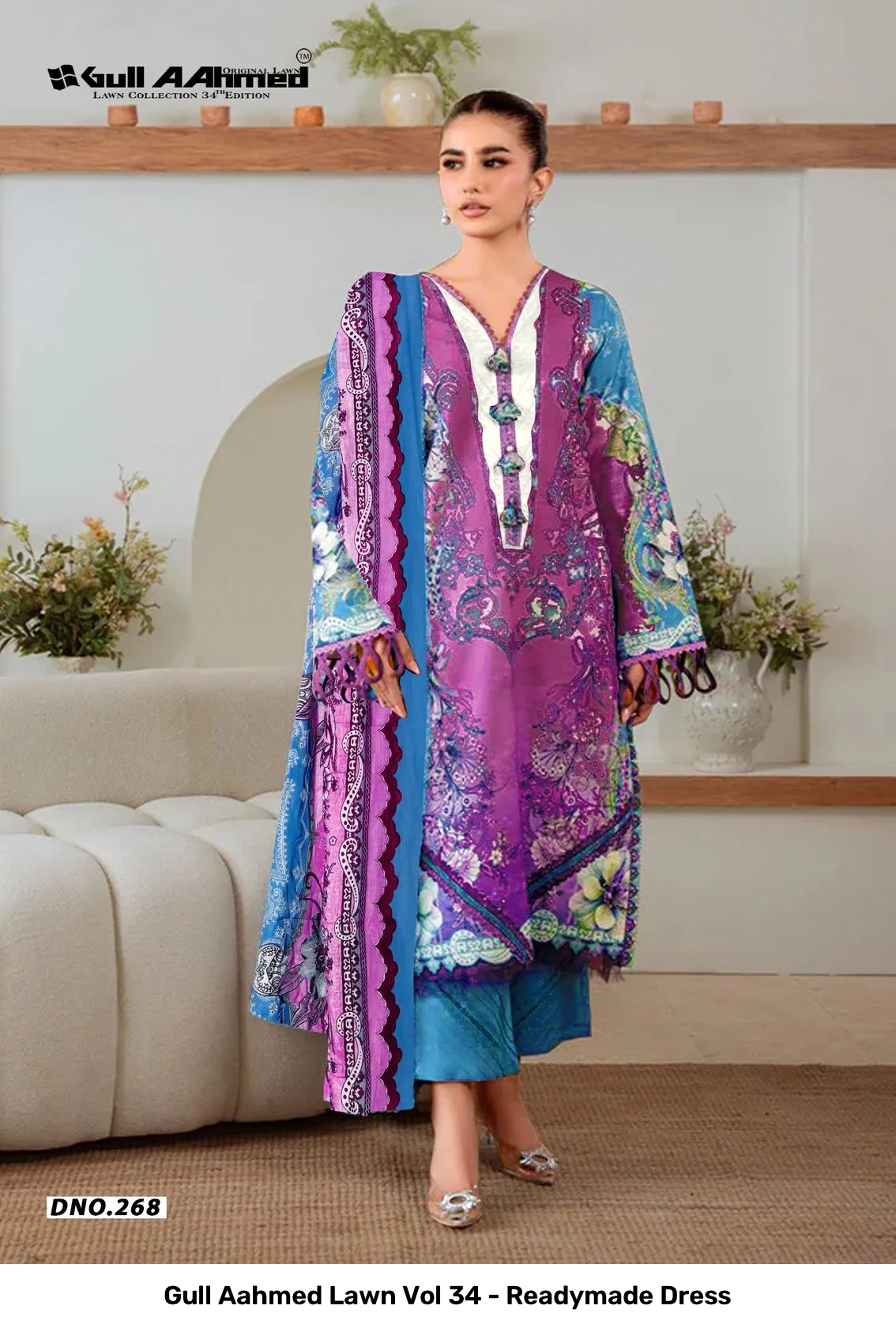 Gull Aahmed Lawn Vol 34 - Readymade Dress — Wholesale Readymade Pakistani Suits, Gull wholesale from Surat — Photo 7