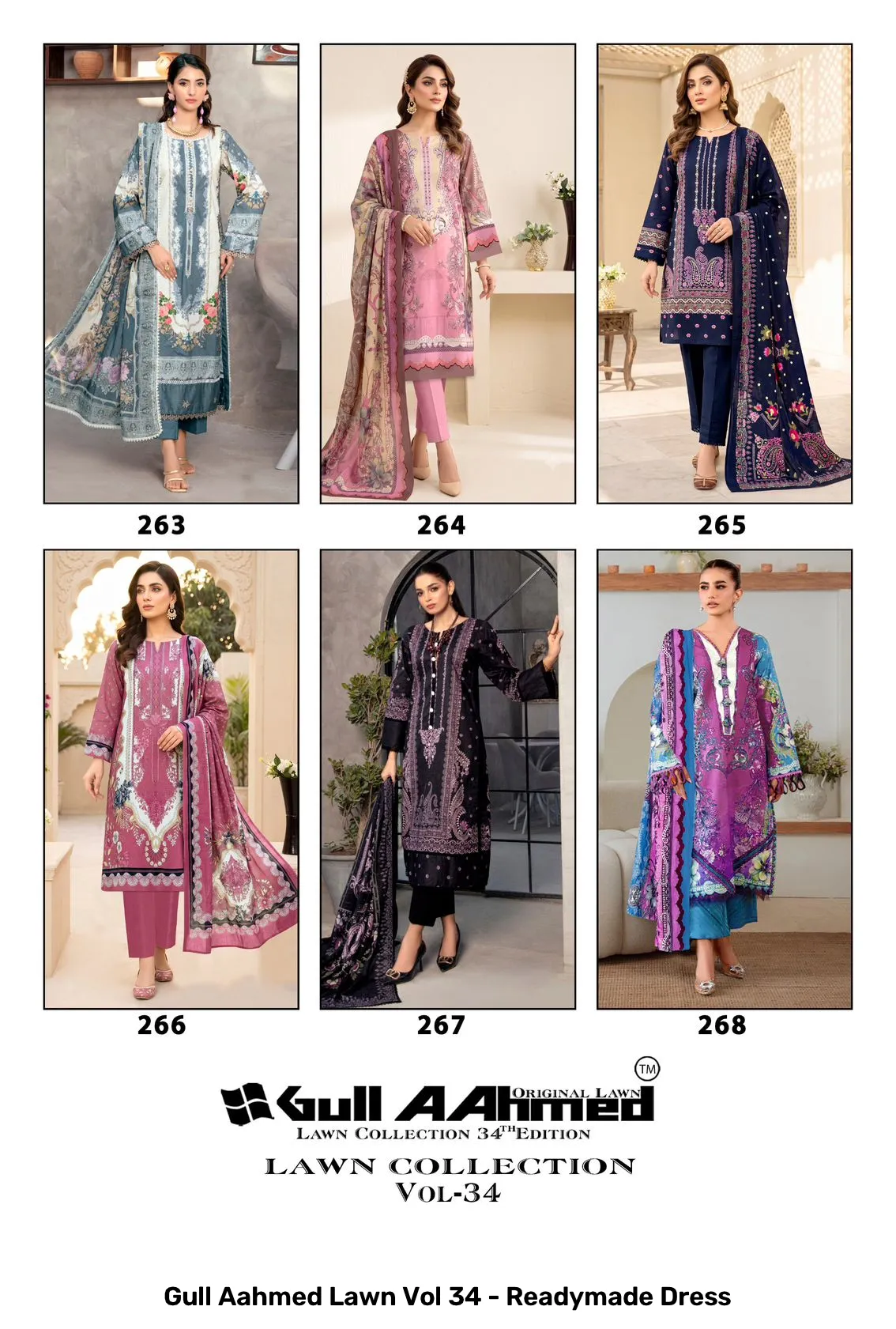Gull Aahmed Lawn Vol 34 - Readymade Dress — Wholesale Readymade Pakistani Suits, Gull wholesale from Surat — Photo 8
