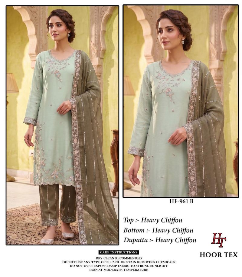 Hoor Tex 961 A To D Chiffon Embroidered Designer Salwar Kameez