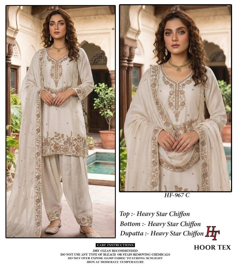 Hoor Tex 967 A To D Star Chiffon Embroidered Designer Salwar Kameez