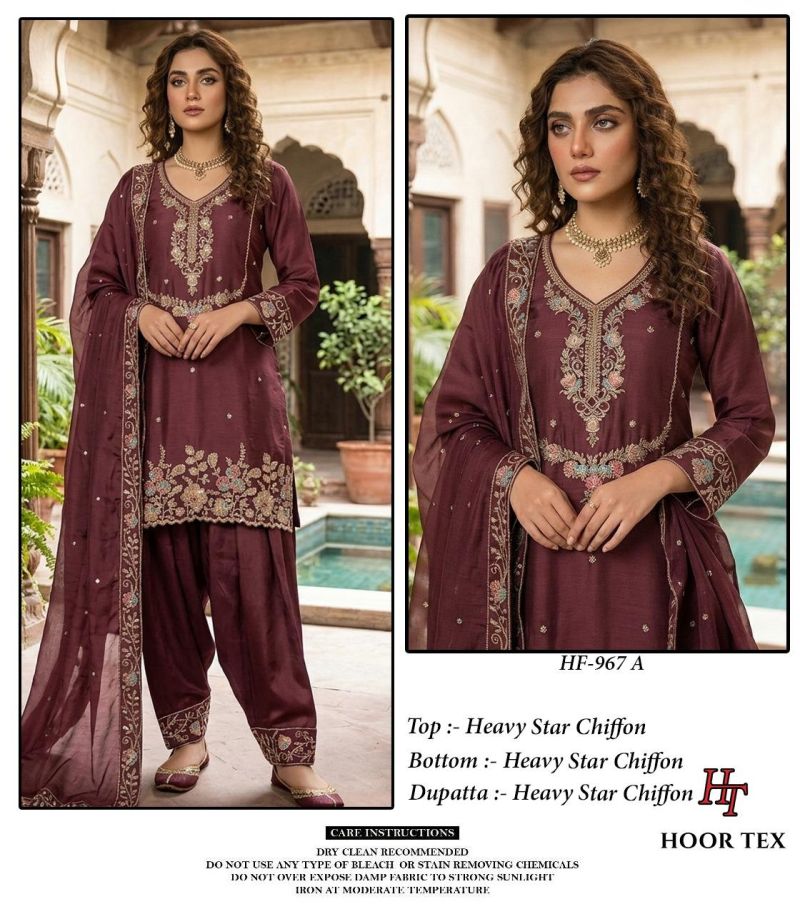 Hoor Tex 967 A To D Star Chiffon Embroidered Designer Salwar Kameez — Wholesale Pakistani Suits, Vardan Ethnic wholesale from Surat — view 2