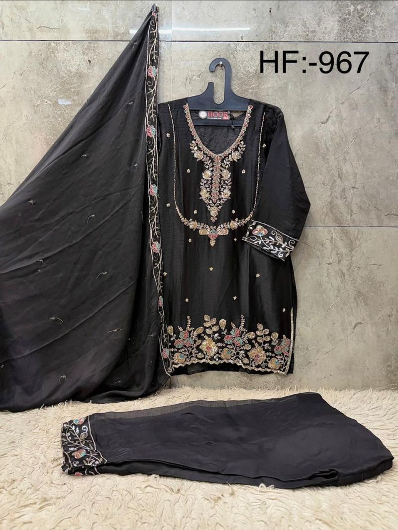 Hoor Tex 967 A To D Star Chiffon Embroidered Designer Salwar Kameez — Wholesale Pakistani Suits, Vardan Ethnic wholesale from Surat — view 6