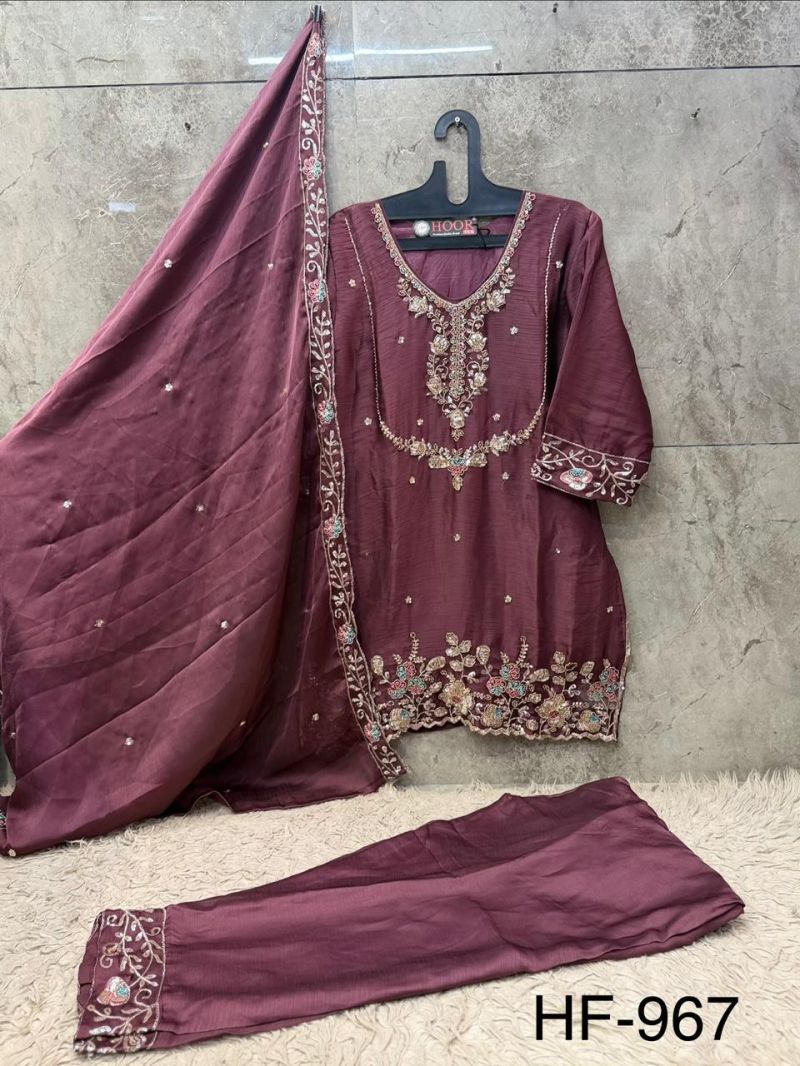 Hoor Tex 967 A To D Star Chiffon Embroidered Designer Salwar Kameez — Wholesale Pakistani Suits, Vardan Ethnic wholesale from Surat — view 7