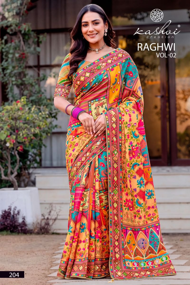 Kashvi Raghwi Vol 2 Chinon Digital Print Beads Work Saree Catalog — Saree, Kashvi Creation wholesale from Surat — view 2