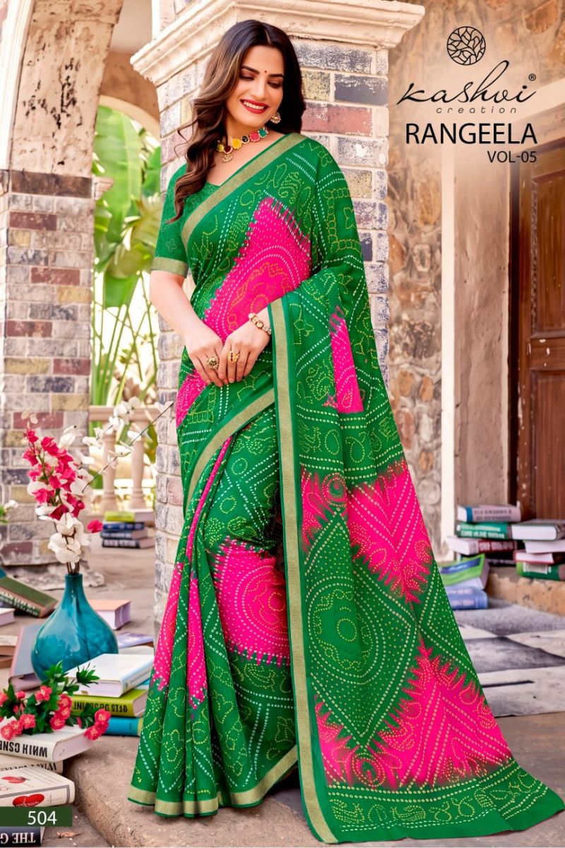 Kashvi Rangeela Vol 5 Dull Moss Printed Saree
