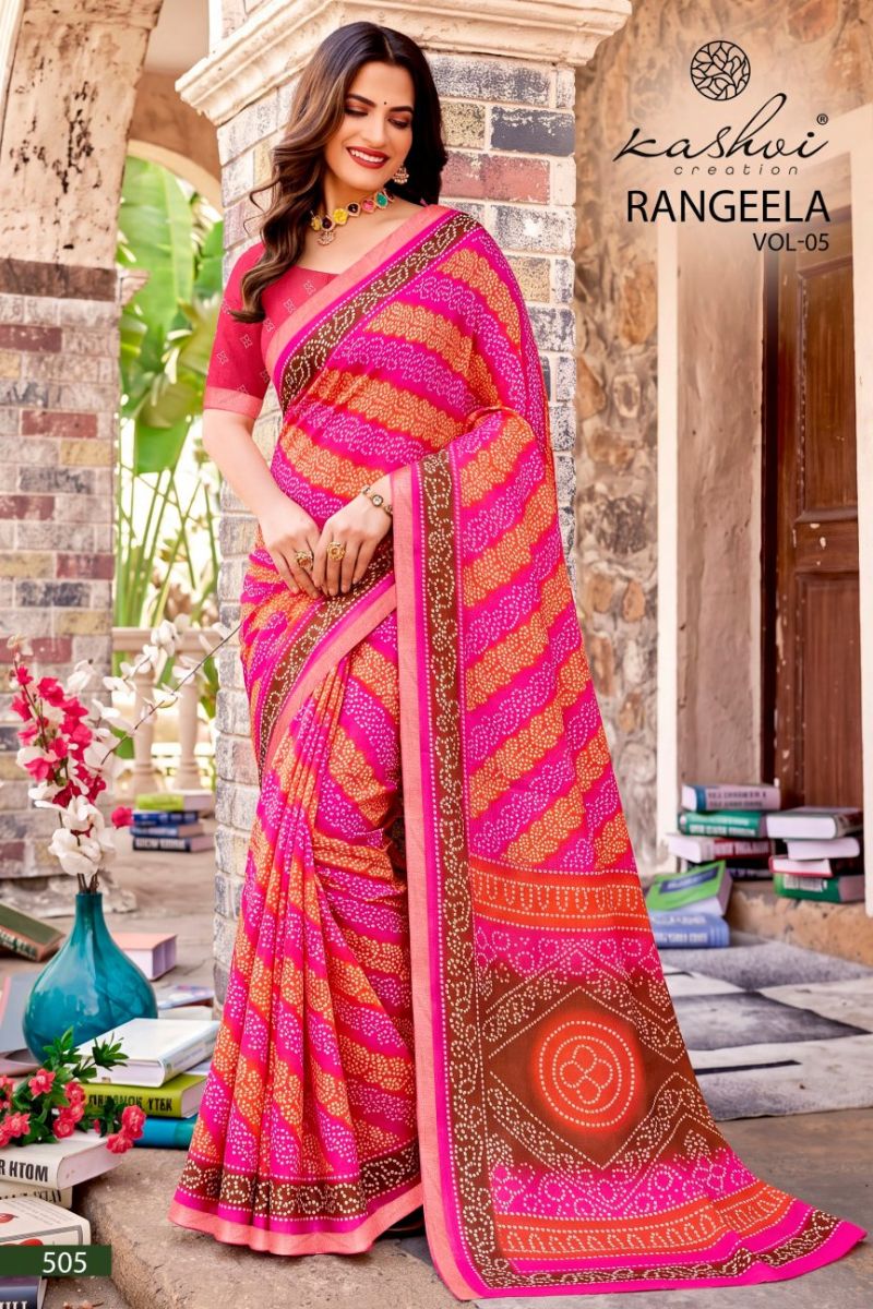 Kashvi Rangeela Vol 5 Dull Moss Printed Saree — Wholesale Sarees, Kashvi Creation wholesale from Surat — Photo 7