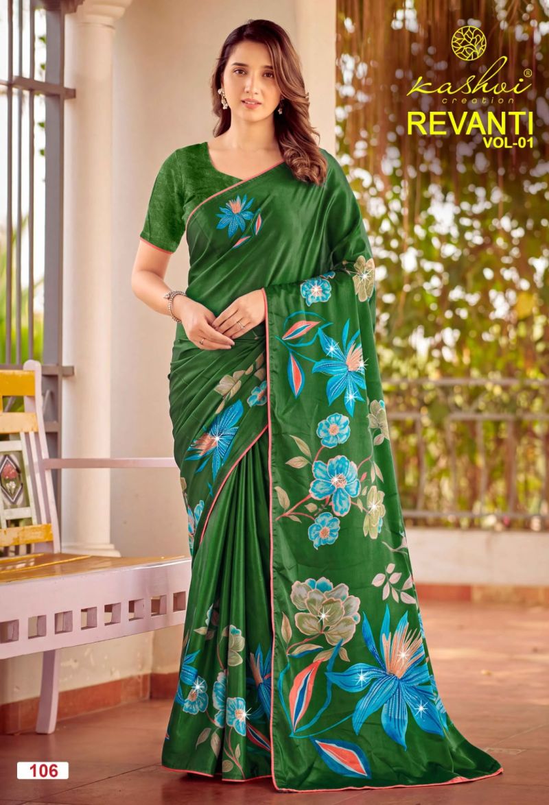 Kashvi Revanti Vol 1 Tesla Digital Printed Saree Collection — Wholesale Sarees, Kashvi Creation wholesale from Surat — Photo 3