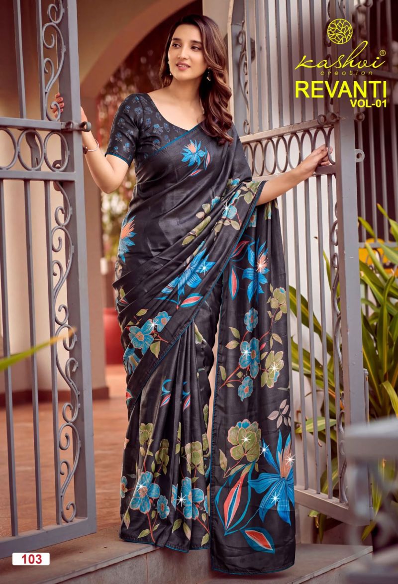 Kashvi Revanti Vol 1 Tesla Digital Printed Saree Collection — Wholesale Sarees, Kashvi Creation wholesale from Surat — Photo 2