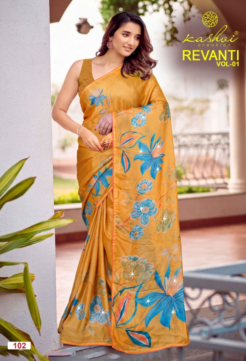 Kashvi Revanti Vol 1 Tesla Digital Printed Saree Collection — Wholesale Sarees, Kashvi Creation wholesale from Surat — Photo 6