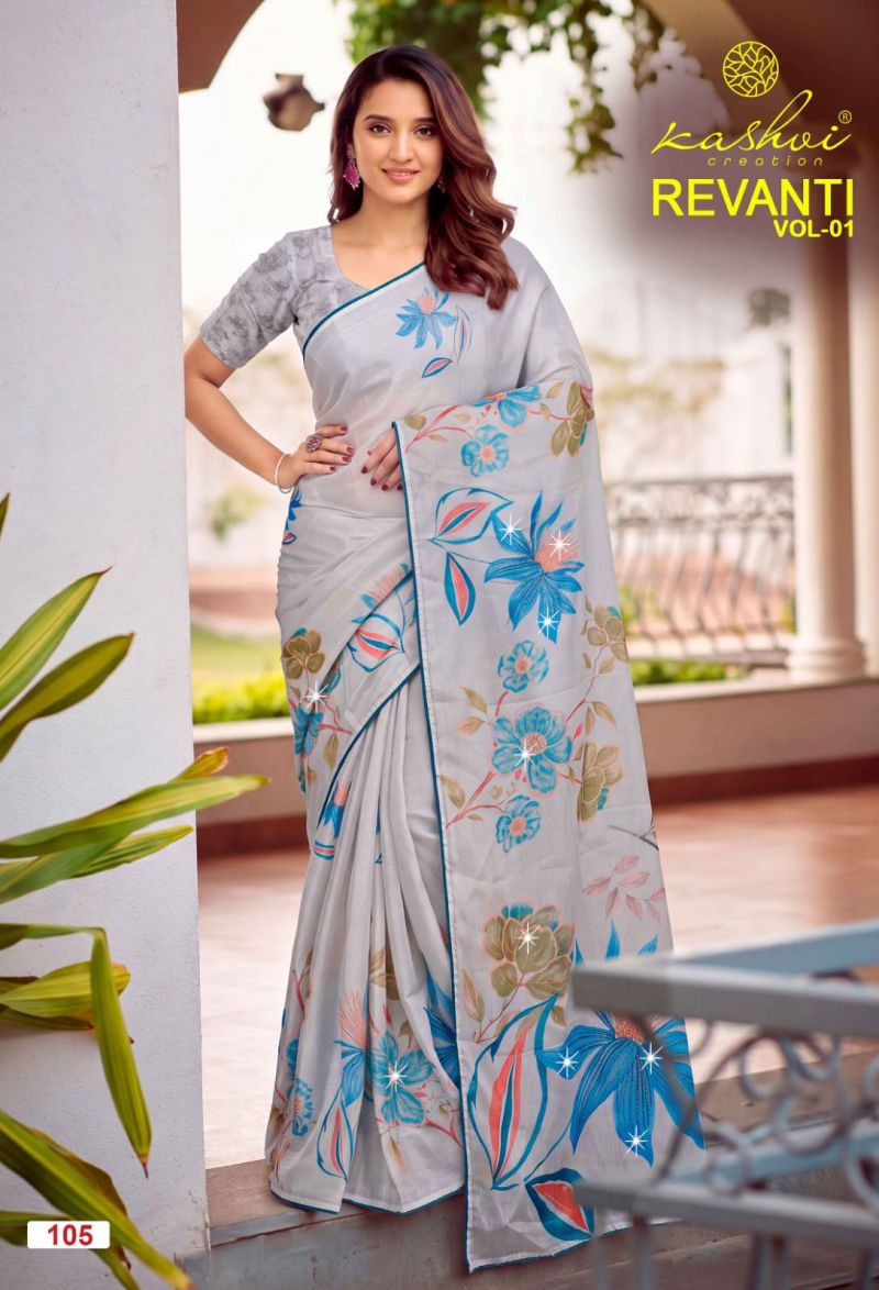 Kashvi Revanti Vol 1 Tesla Digital Printed Saree Collection — Wholesale Sarees, Kashvi Creation wholesale from Surat — Photo 5