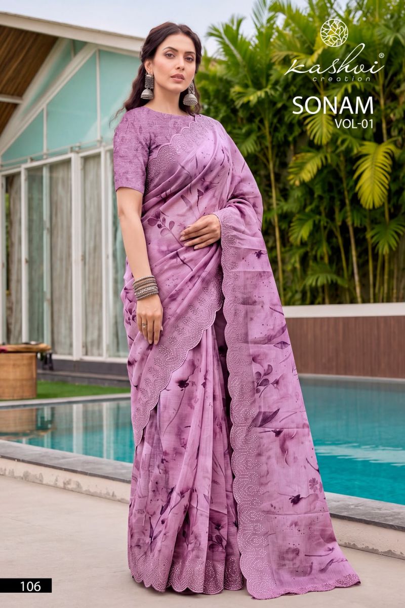 Kashvi Sonam Vol 1 Ice Crush Digital Printed Saree Collection — Wholesale Sarees, Kashvi Creation wholesale from Surat — Photo 9