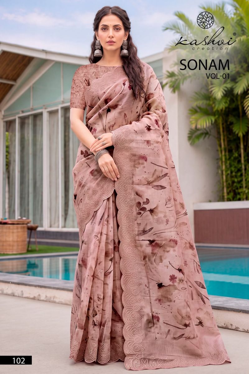 Kashvi Sonam Vol 1 Ice Crush Digital Printed Saree Collection — Wholesale Sarees, Kashvi Creation wholesale from Surat — Photo 7