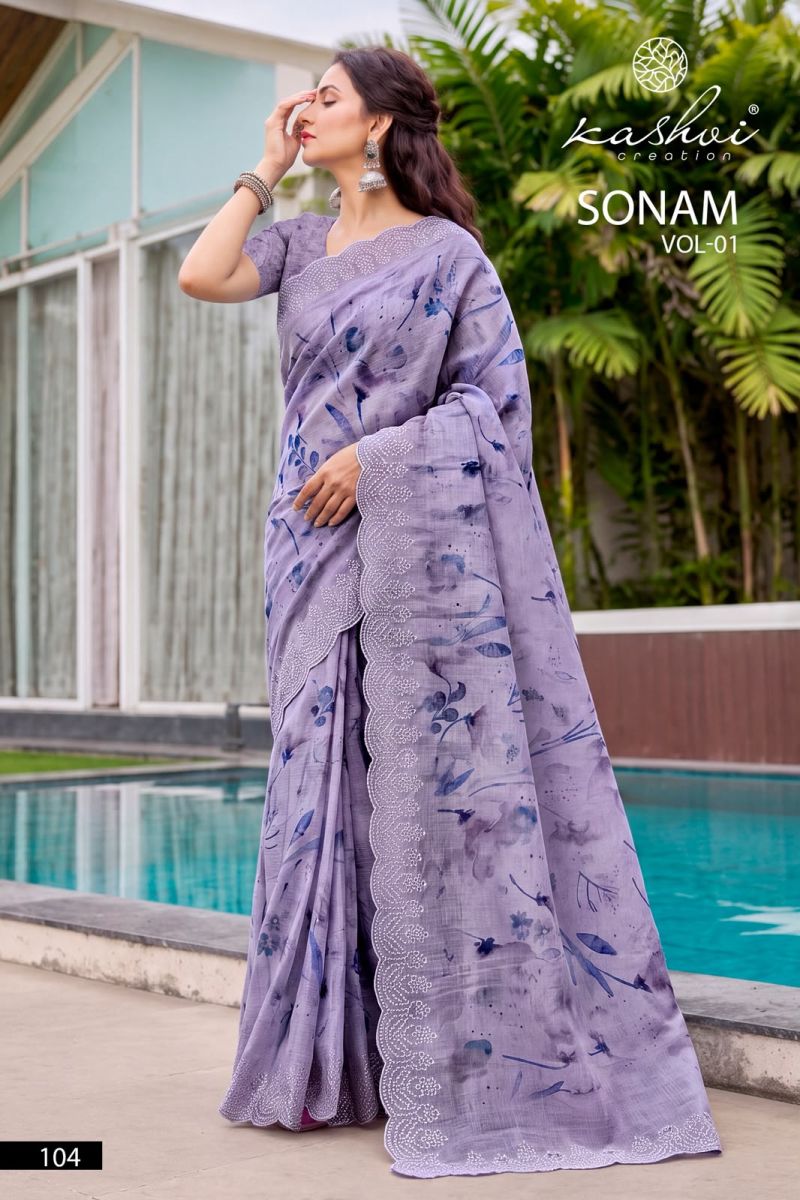 Kashvi Sonam Vol 1 Ice Crush Digital Printed Saree Collection — Wholesale Sarees, Kashvi Creation wholesale from Surat — Photo 5