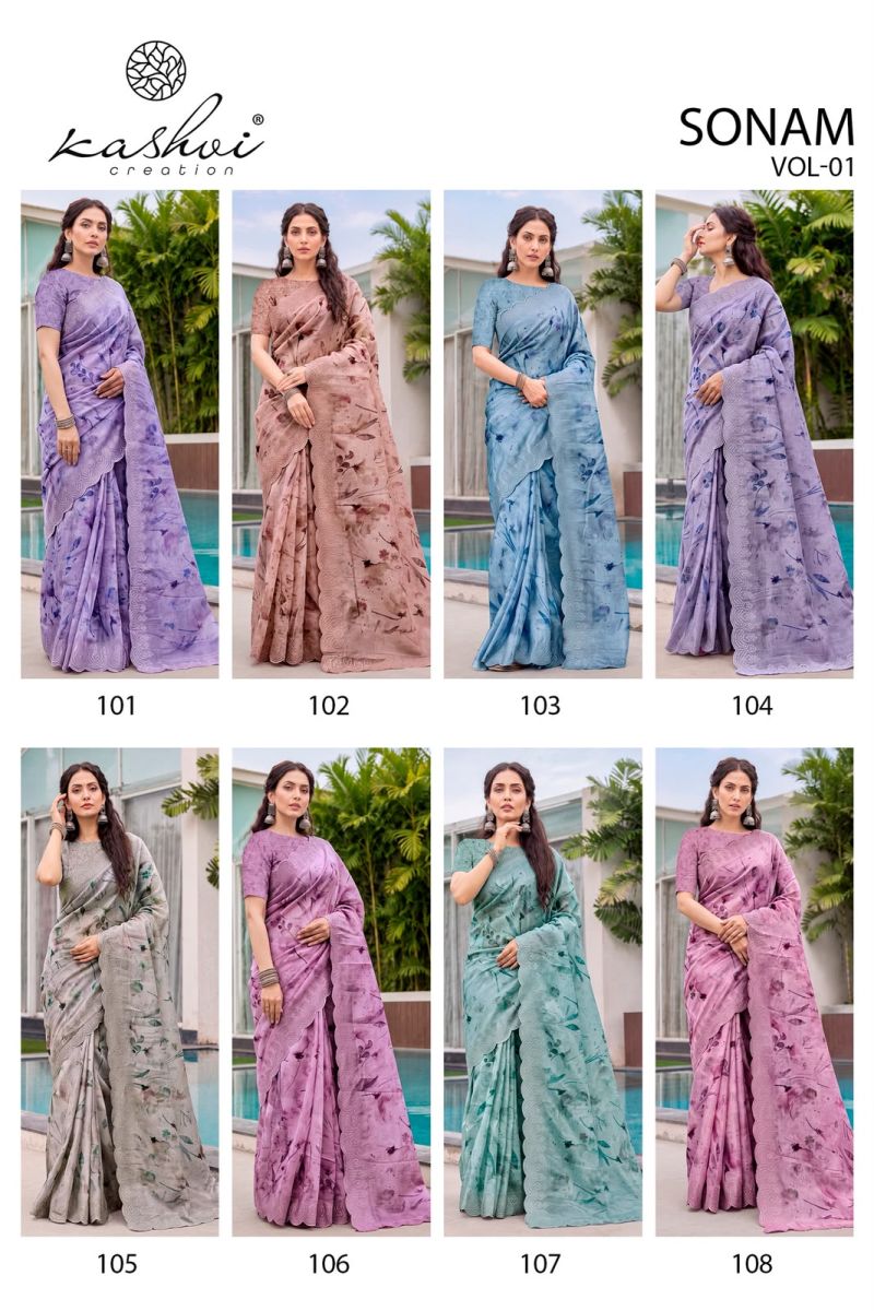 Kashvi Sonam Vol 1 Ice Crush Digital Printed Saree Collection — Wholesale Sarees, Kashvi Creation wholesale from Surat — Photo 10