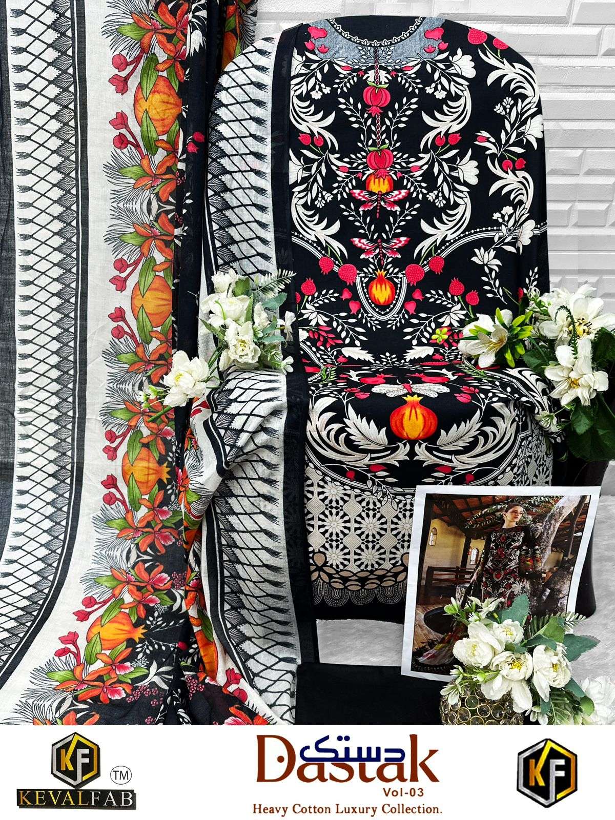 Keval Fab Dastak Vol 3 Lawn Cotton Digital Print Salwar Suit — Wholesale Dress Material, Keval Fab wholesale from Surat — Photo 10