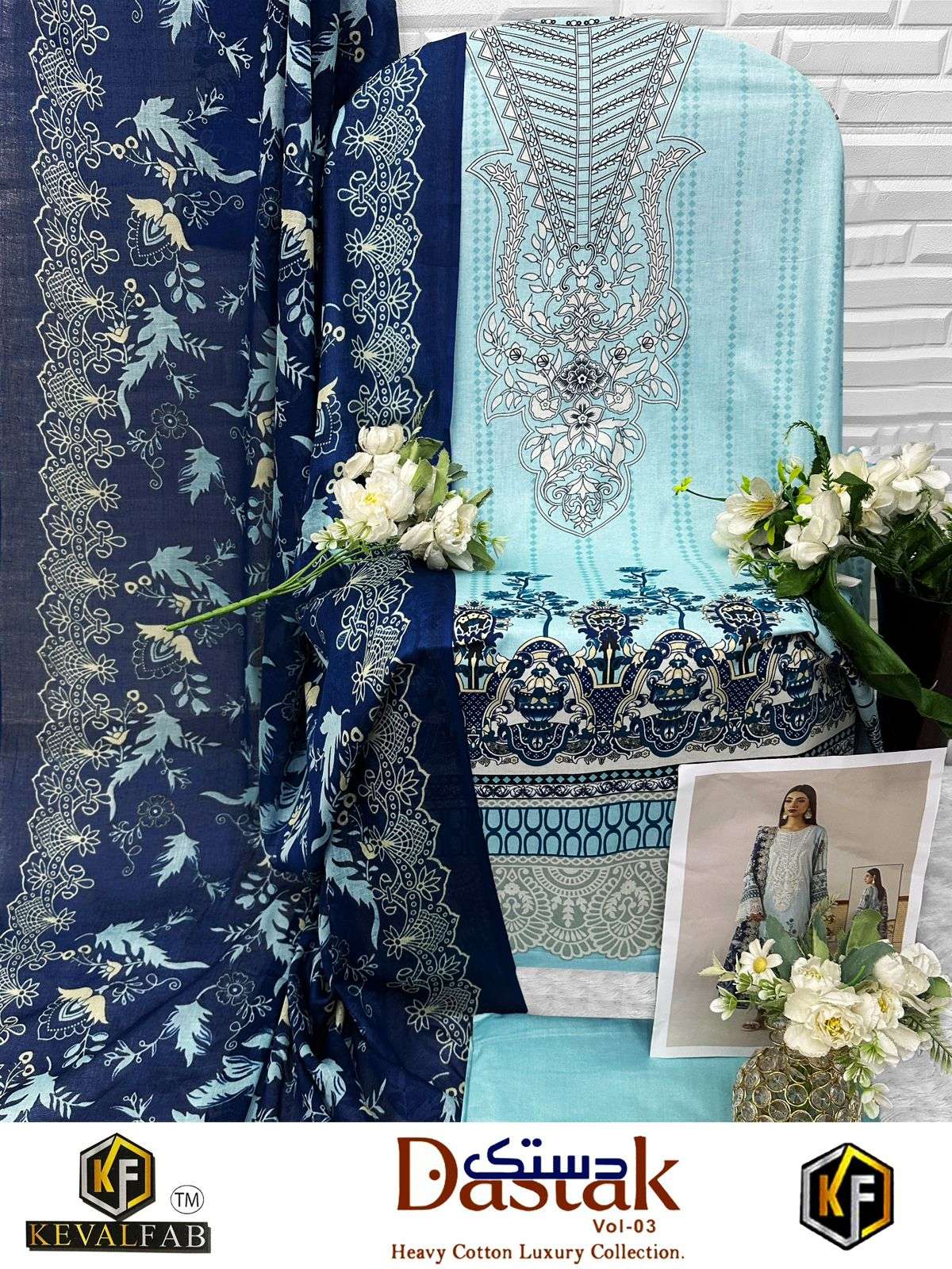 Keval Fab Dastak Vol 3 Lawn Cotton Digital Print Salwar Suit — Wholesale Dress Material, Keval Fab wholesale from Surat — Photo 6