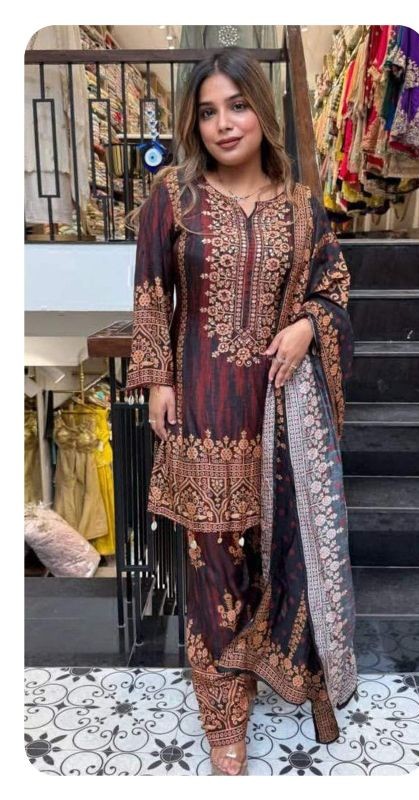 Khas 153 A And B Maslin Digital Print Hand Touch Farshi Salwar Kameez