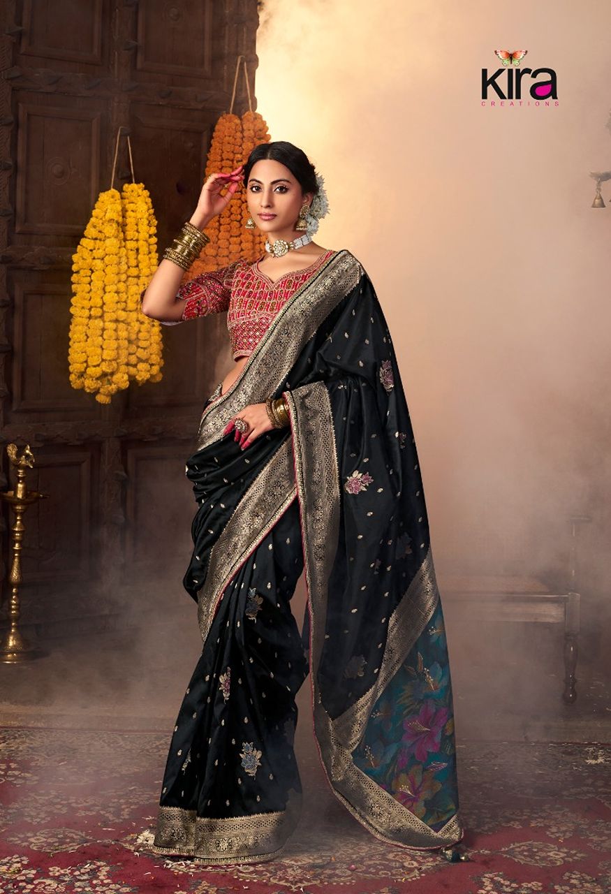 Kira Kiki Pure Silk Weaving Fancy Saree Collection Lace Border Heavy Pallu