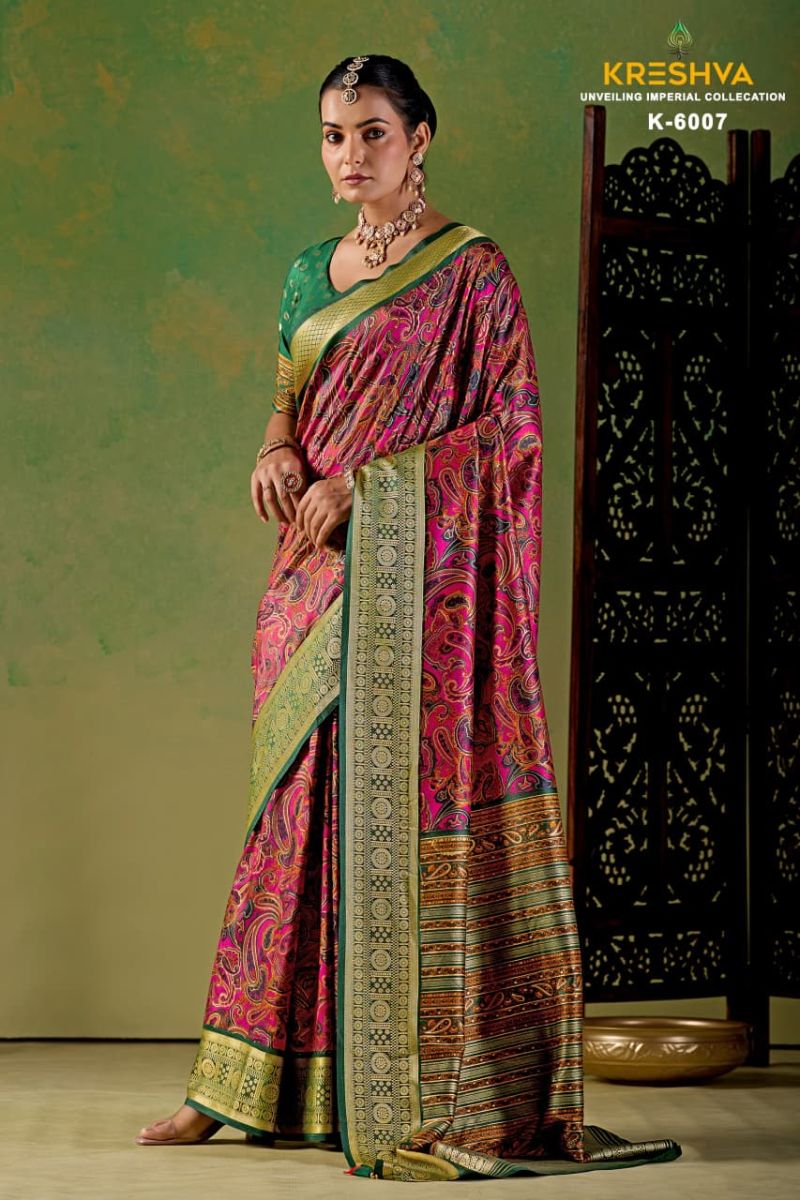 Kreshva Varnika Pv Silk Viscose Weaving Digital Printed Saree Catalog — Saree, Kreshva wholesale from Surat — Photo 2