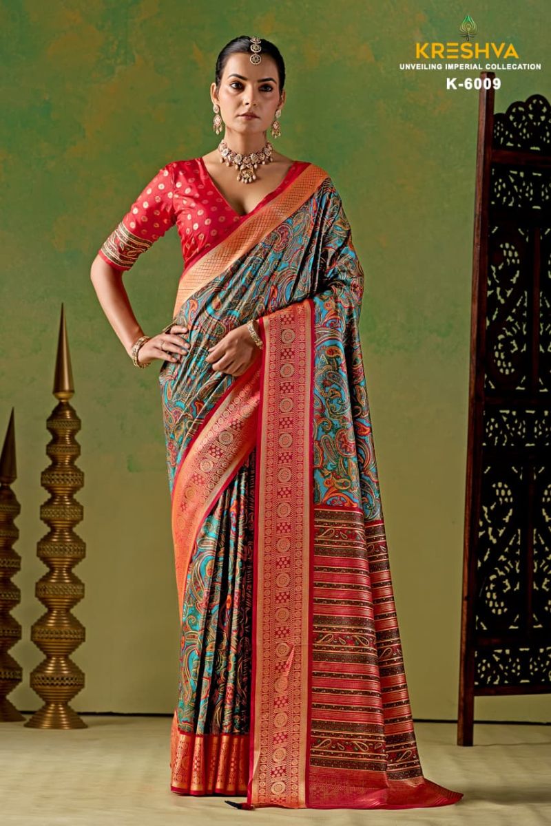 Kreshva Varnika Pv Silk Viscose Weaving Digital Printed Saree Catalog — Saree, Kreshva wholesale from Surat — Photo 3