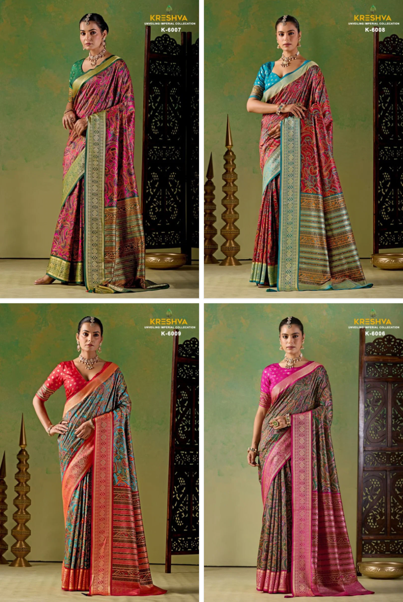 Kreshva Varnika Pv Silk Viscose Weaving Digital Printed Saree Catalog — Saree, Kreshva wholesale from Surat — Photo 5