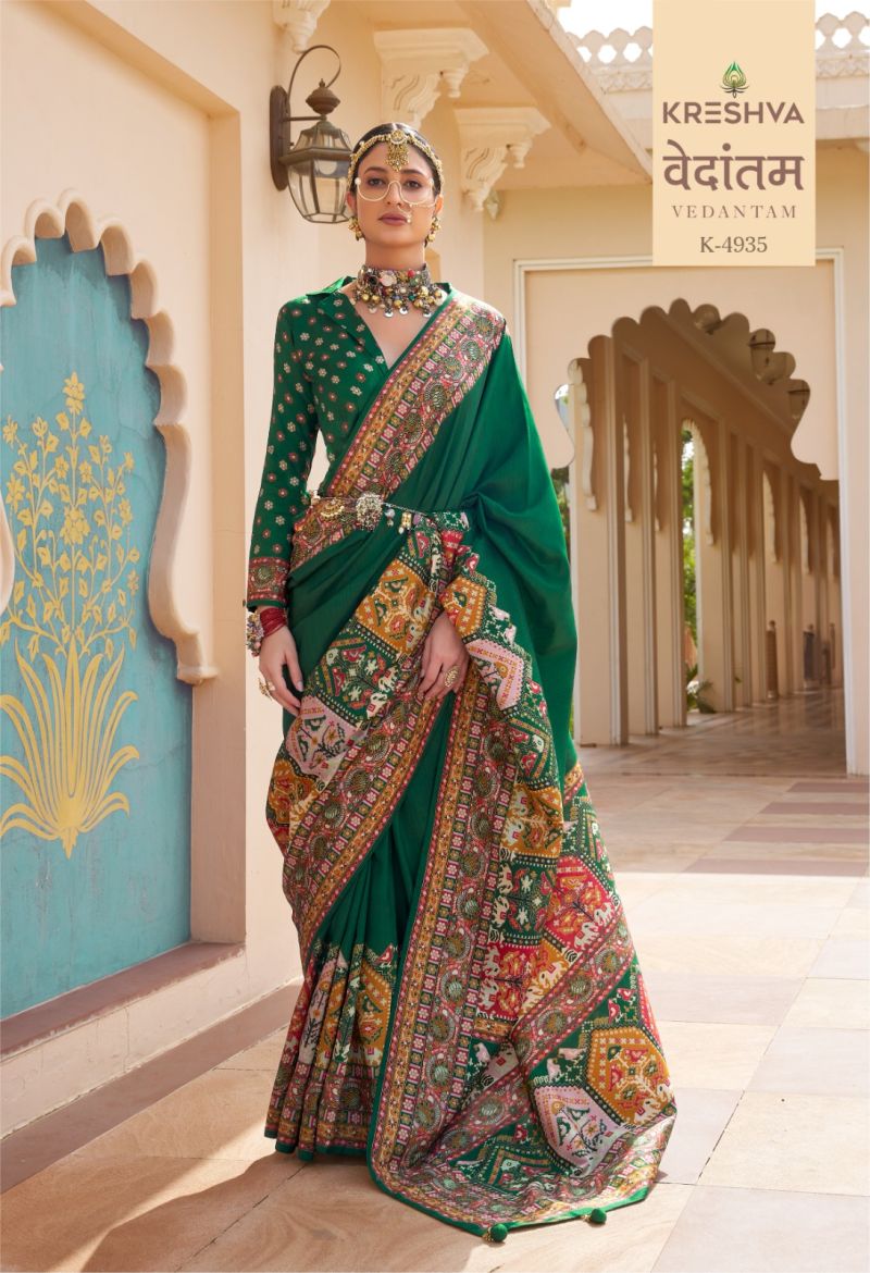 Kreshva Vedantam Mercerized Silk Position Print Designer Saree Catalog — Wholesale Sarees wholesale from Surat — Photo 6