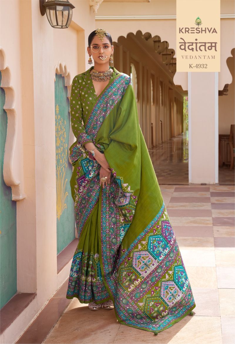 Kreshva Vedantam Mercerized Silk Position Print Designer Saree Catalog — Wholesale Sarees wholesale from Surat — Photo 7