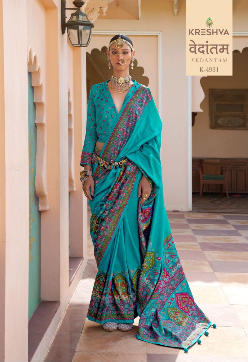 Kreshva Vedantam Mercerized Silk Position Print Designer Saree Catalog — Wholesale Sarees wholesale from Surat — Photo 8