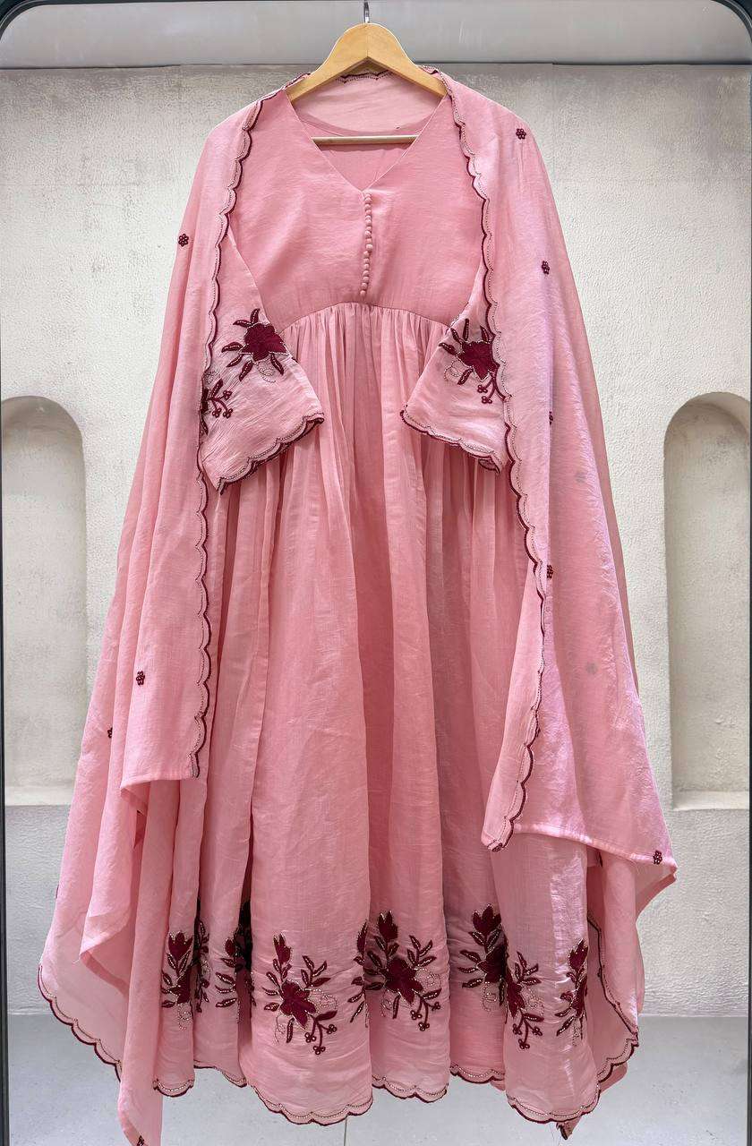 LG 2146 Silk Beautiful Embroidered With Sequence Pipe Worked Gown Pant With Dupatta Set — Wholesale Kurtis, Vardan Ethnic wholesale from Surat — Photo 11