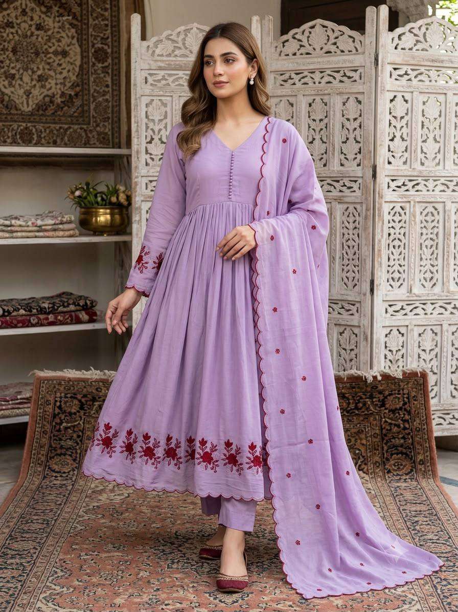 LG 2146 Silk Beautiful Embroidered With Sequence Pipe Worked Gown Pant With Dupatta Set — Wholesale Kurtis, Vardan Ethnic wholesale from Surat — Photo 5