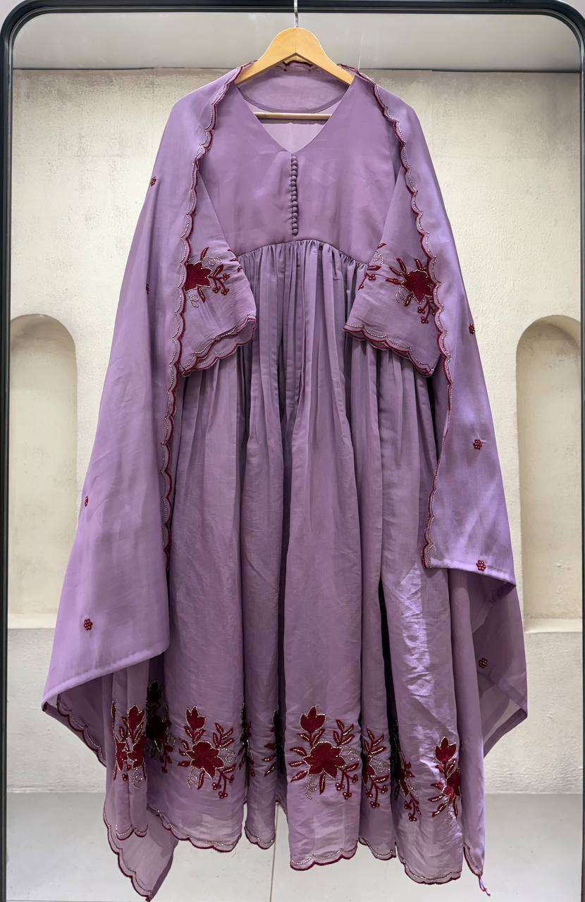 LG 2146 Silk Beautiful Embroidered With Sequence Pipe Worked Gown Pant With Dupatta Set — Wholesale Kurtis, Vardan Ethnic wholesale from Surat — Photo 7