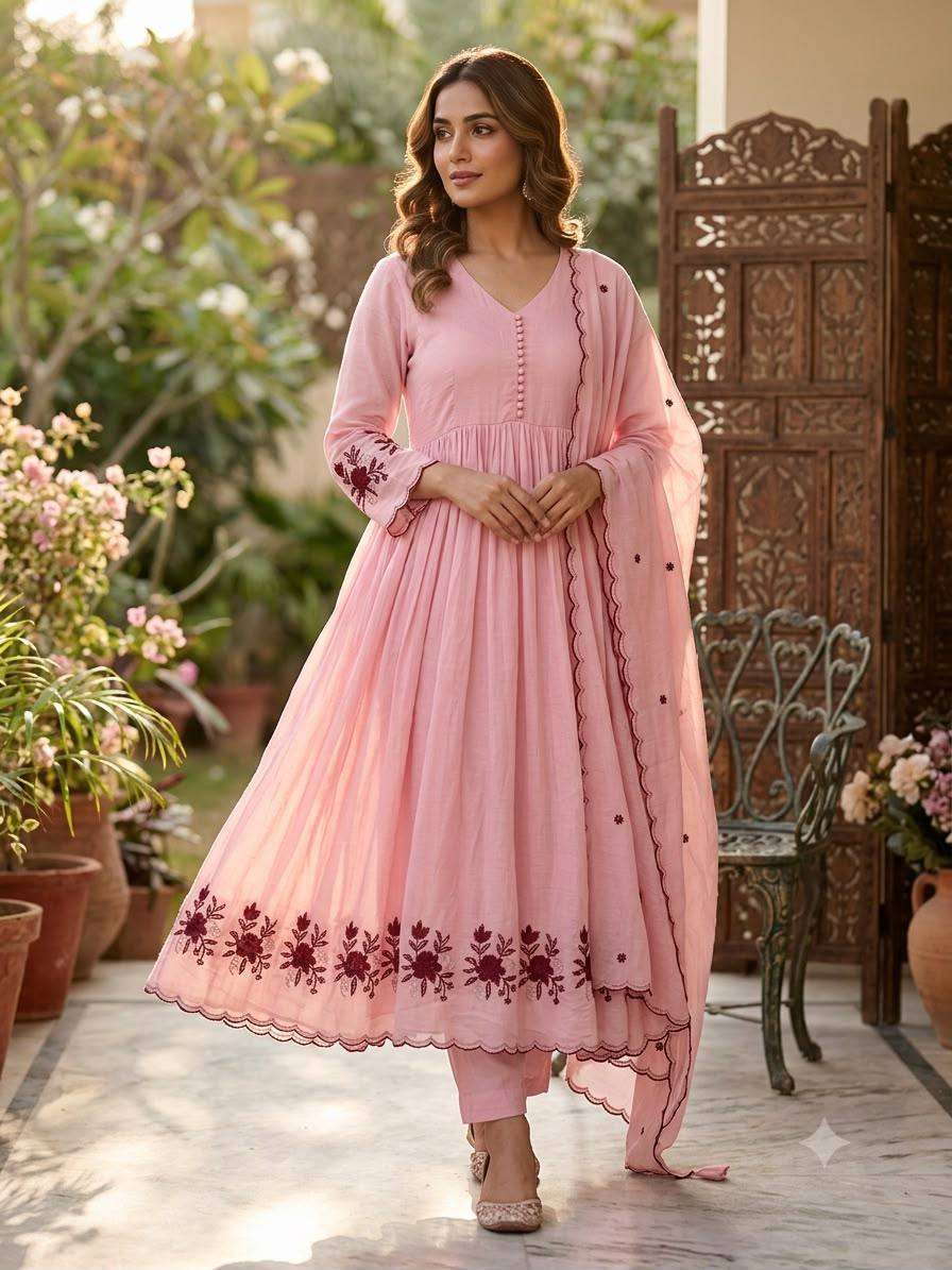 LG 2146 Silk Beautiful Embroidered With Sequence Pipe Worked Gown Pant With Dupatta Set — Wholesale Kurtis, Vardan Ethnic wholesale from Surat — Photo 9