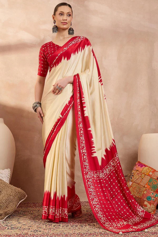 Lux Vol 48 Semi Modal Printed Fancy Saree Catalog — Singles, Vardan Ethnic wholesale from Surat — Photo 4