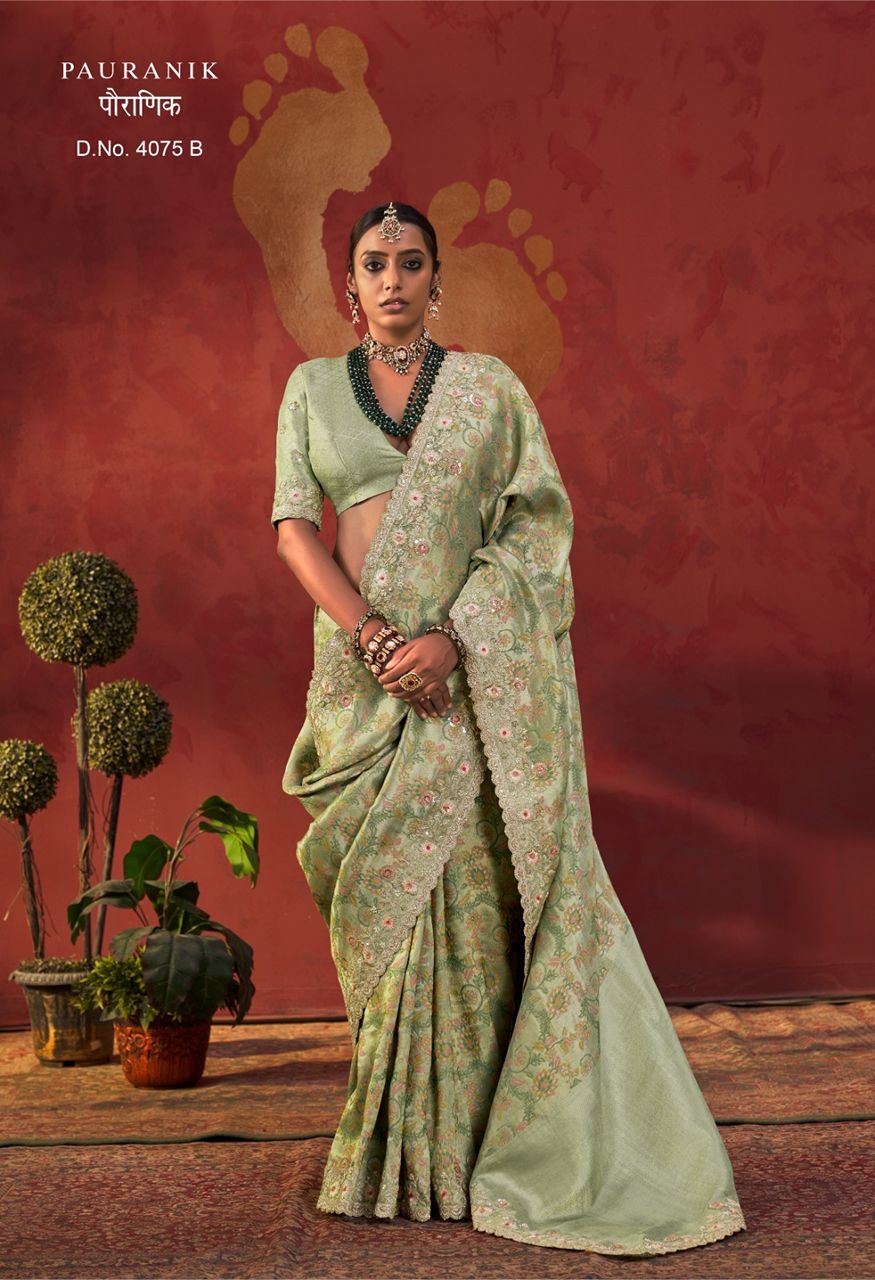 Manjulla Fashion Pauranik Saree Catalog — Singles, Vardan Ethnic wholesale from Surat — Photo 6