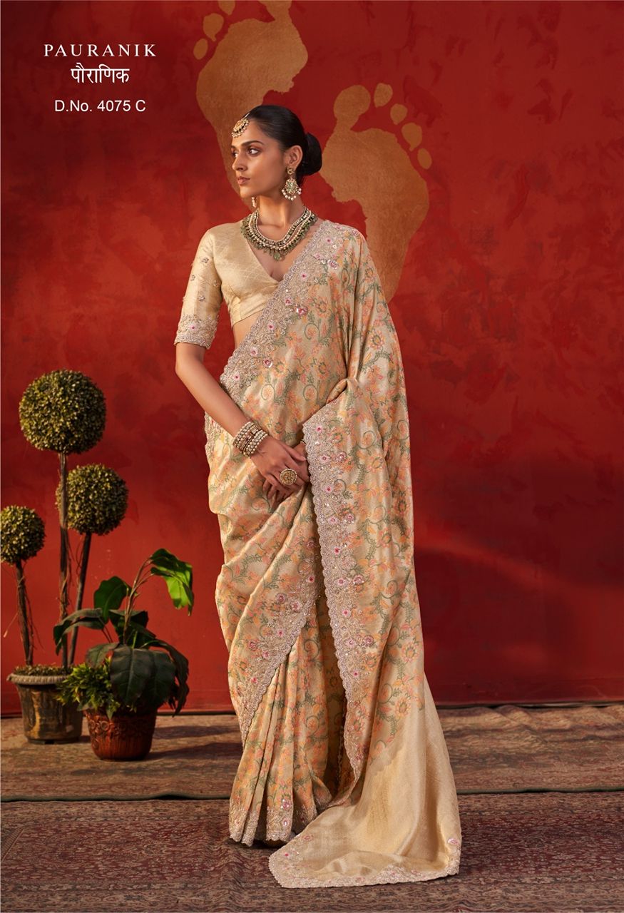 Manjulla Fashion Pauranik Saree Catalog — Singles, Vardan Ethnic wholesale from Surat — Photo 4