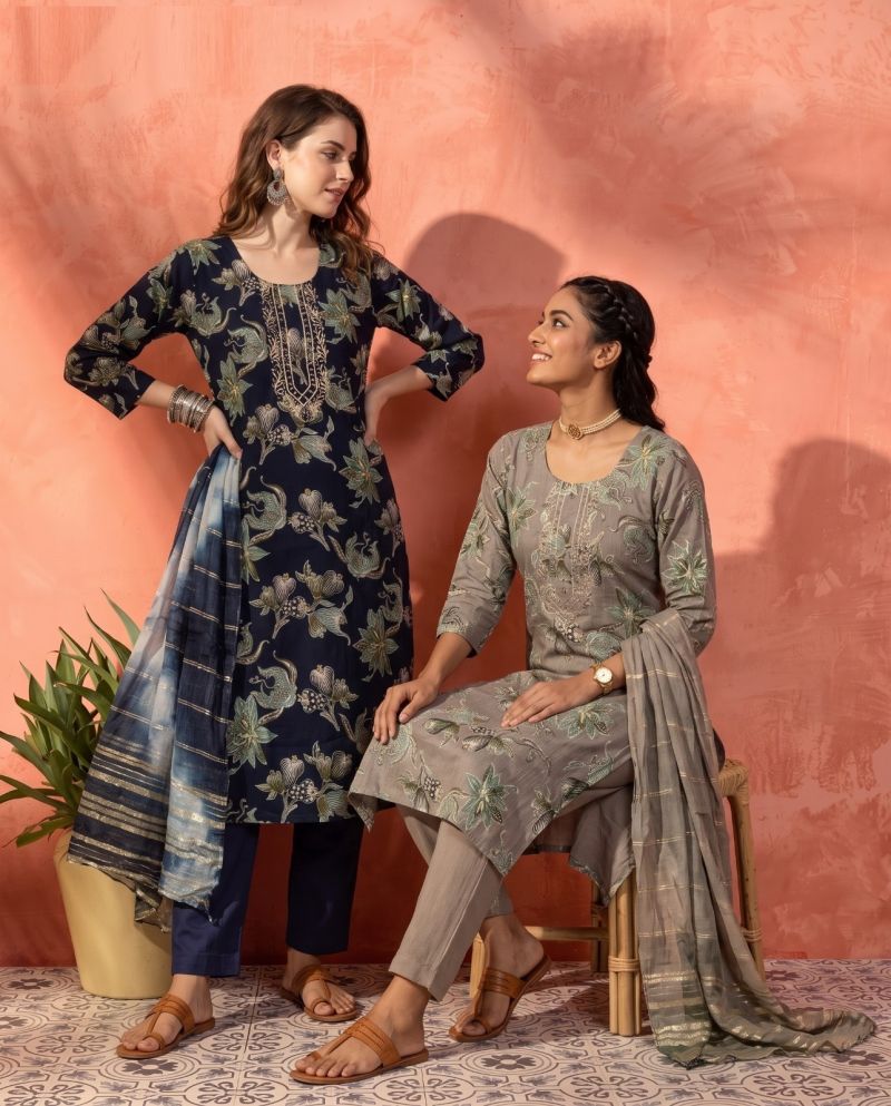 Naisha K 1229 Vatican Discharge Print Manual Work Kurti WIth Bottom Dupatta Set — Wholesale Kurtis, Naisha wholesale from Surat — Photo 3