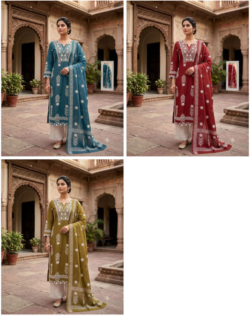 Naisha K 1231 Cotton Chikankari Fancy Kurti With Bottom Dupatta Set — Wholesale Kurtis, Naisha wholesale from Surat — Photo 4