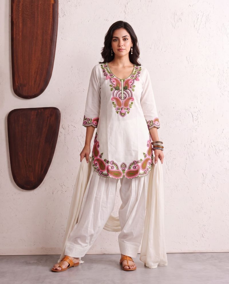 Naisha K 1234 Mul Chanderi Embroidered Farshi Salwar Kameez Catalog — Wholesale Kurtis, Vardan Ethnic wholesale from Surat — Photo 3