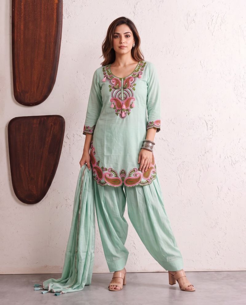Naisha K 1234 Mul Chanderi Embroidered Farshi Salwar Kameez Catalog