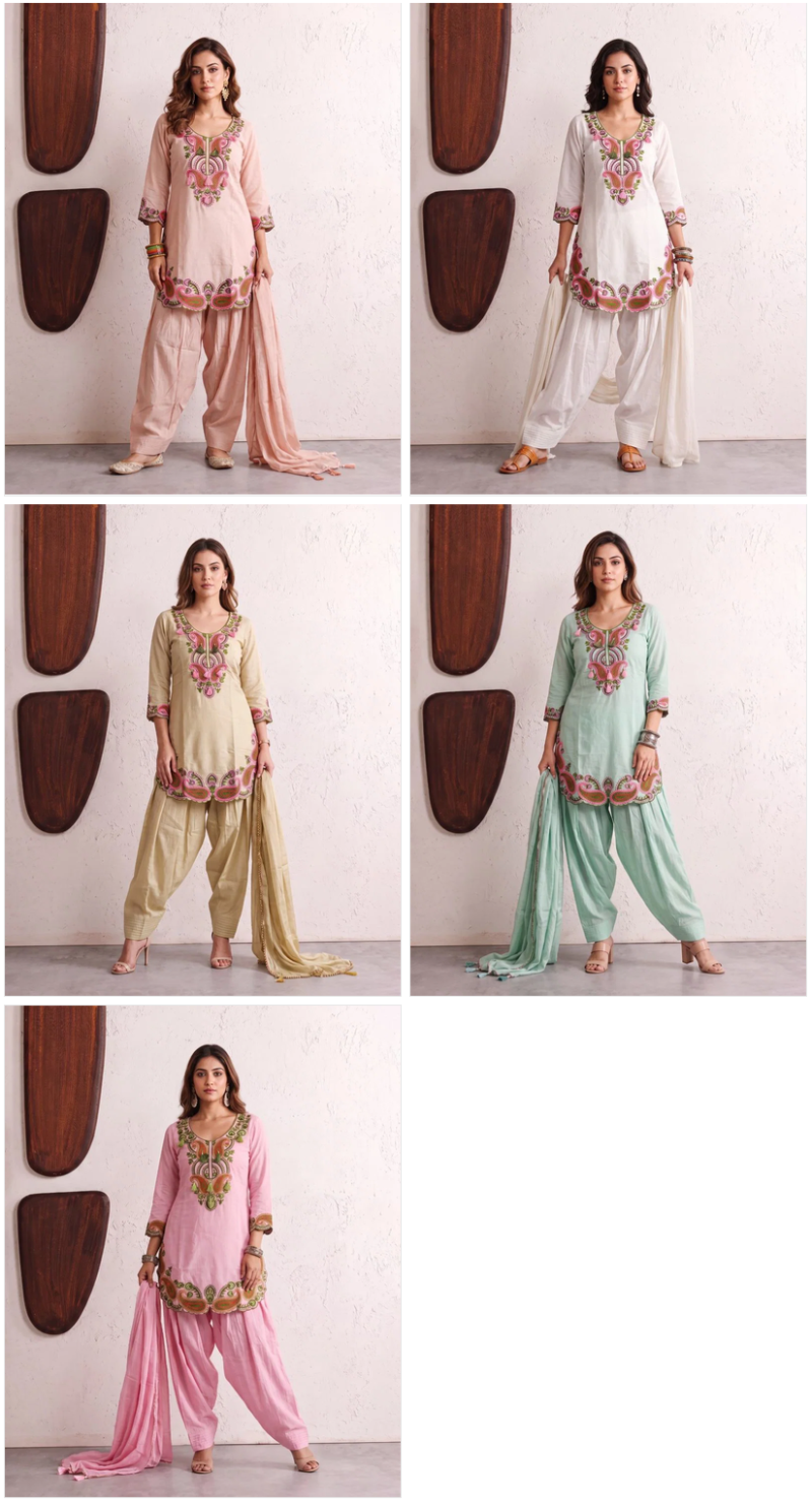 Naisha K 1234 Mul Chanderi Embroidered Farshi Salwar Kameez Catalog — Wholesale Kurtis, Vardan Ethnic wholesale from Surat — Photo 6