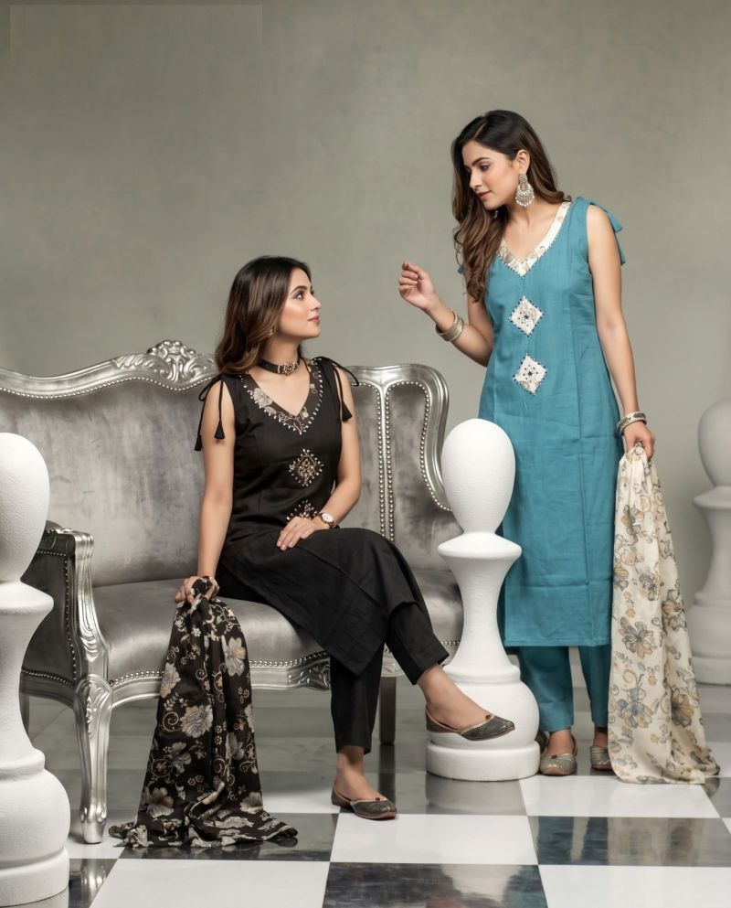 Naisha K 1235 Vatican Manual Work Fancy Kurti With Bottom Dupatta Catalog — Wholesale Kurtis, Vardan Ethnic wholesale from Surat — Photo 3