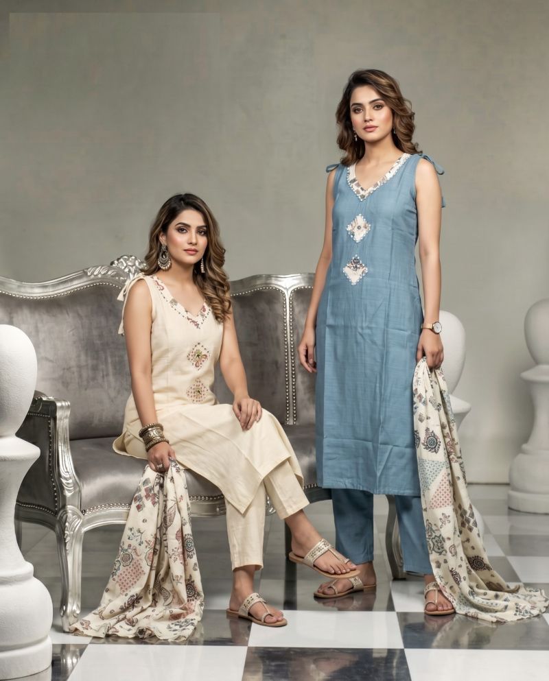 Naisha K 1235 Vatican Manual Work Fancy Kurti With Bottom Dupatta Catalog — Wholesale Kurtis, Vardan Ethnic wholesale from Surat — Photo 5