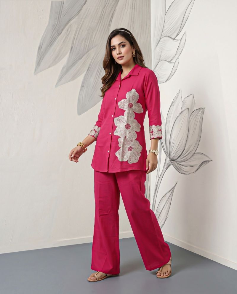 Naisha K 1236 Mul Chanderi Hand Embroidered Co Ord Set Catalog — Wholesale Kurtis, Naisha wholesale from Surat — Photo 5