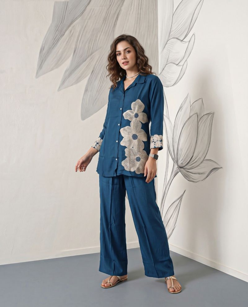 Naisha K 1236 Mul Chanderi Hand Embroidered Co Ord Set Catalog — Wholesale Kurtis, Naisha wholesale from Surat — Photo 8